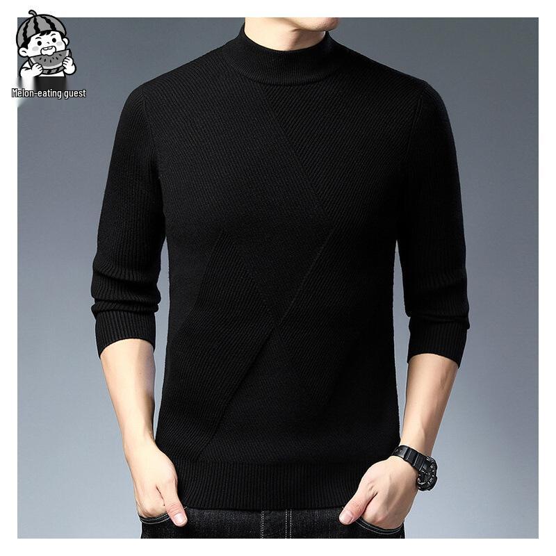 Men's Winter Knitted Sweater: Thick, Warm, Half-High Collar, Dad Style