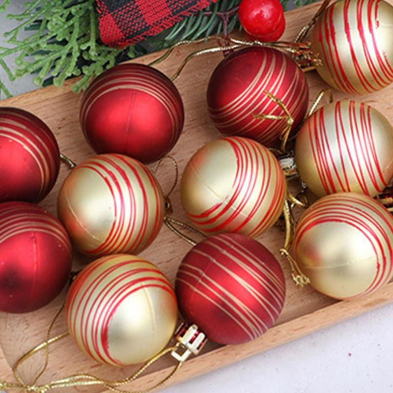 Plastic Christmas Tree Decorations Accessories Colorful Handcrafted Spherical Orbs in Gift Box for Festival Event