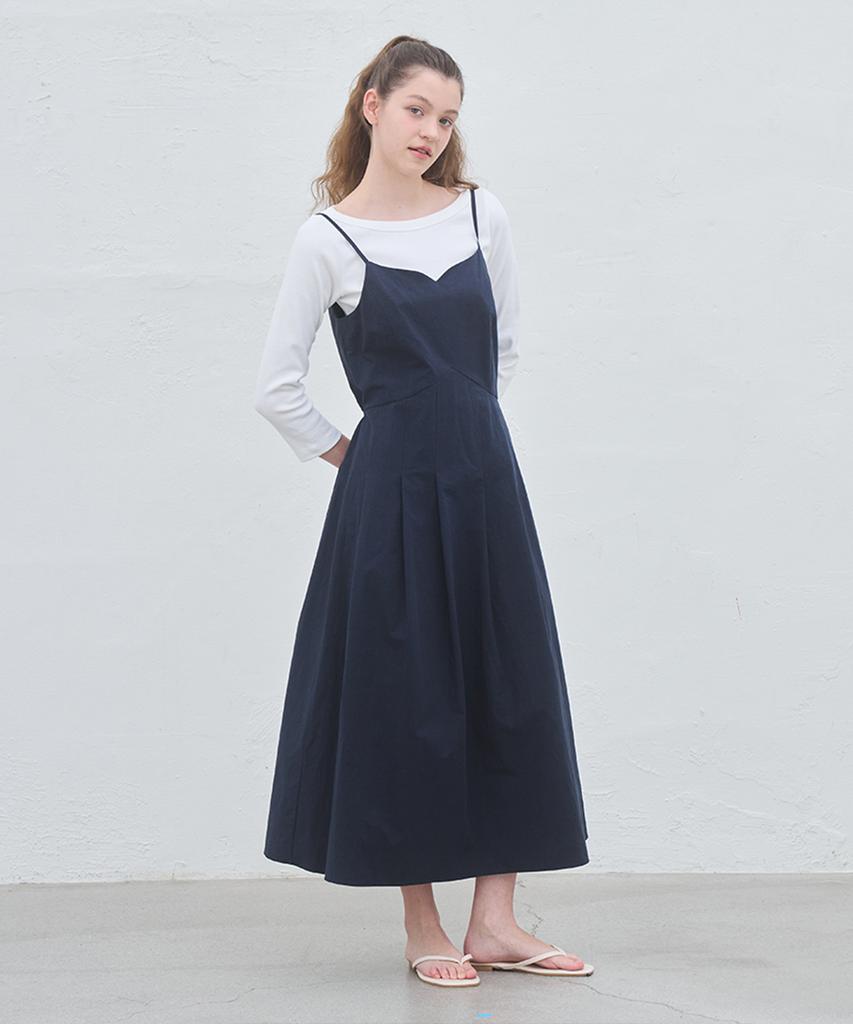 Bember Pleated Camisole Maxi Dress_Navy