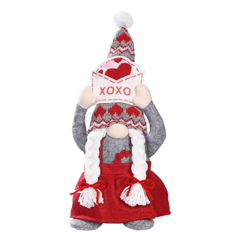 Valentine's Day Glitter Gnome Plush Elf Decorations Mr and Mrs Handmade Scandinavian Tomte for Valentine's Day Home Decoration