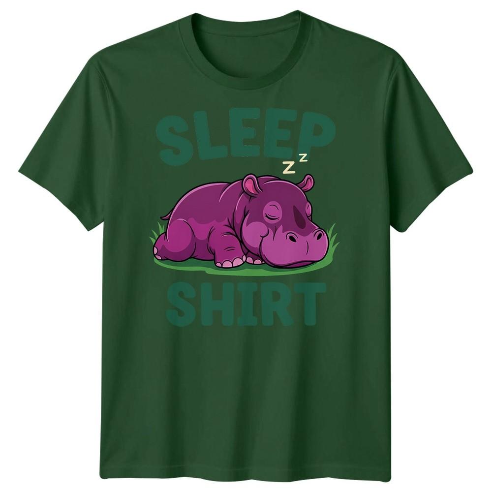 Sleep Shirt Hippo Unisexs T Shirt Cartoon Animal
