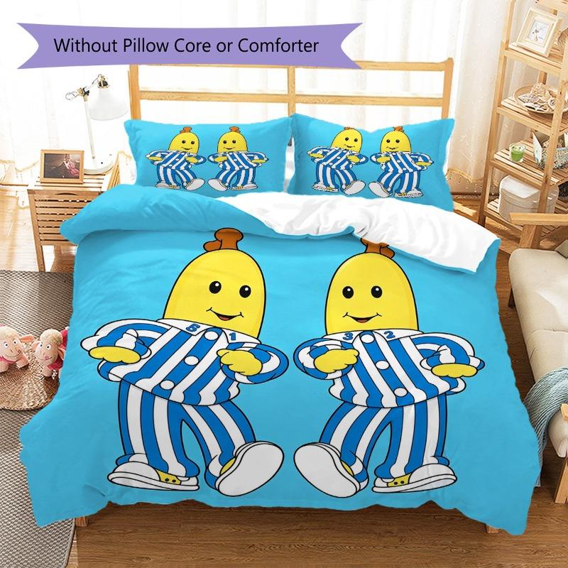 Bananas In Pyjamas Colorful Floral Splash Background 3Pcs Bedding Set Duvet Cover Pillowcases No Comforter