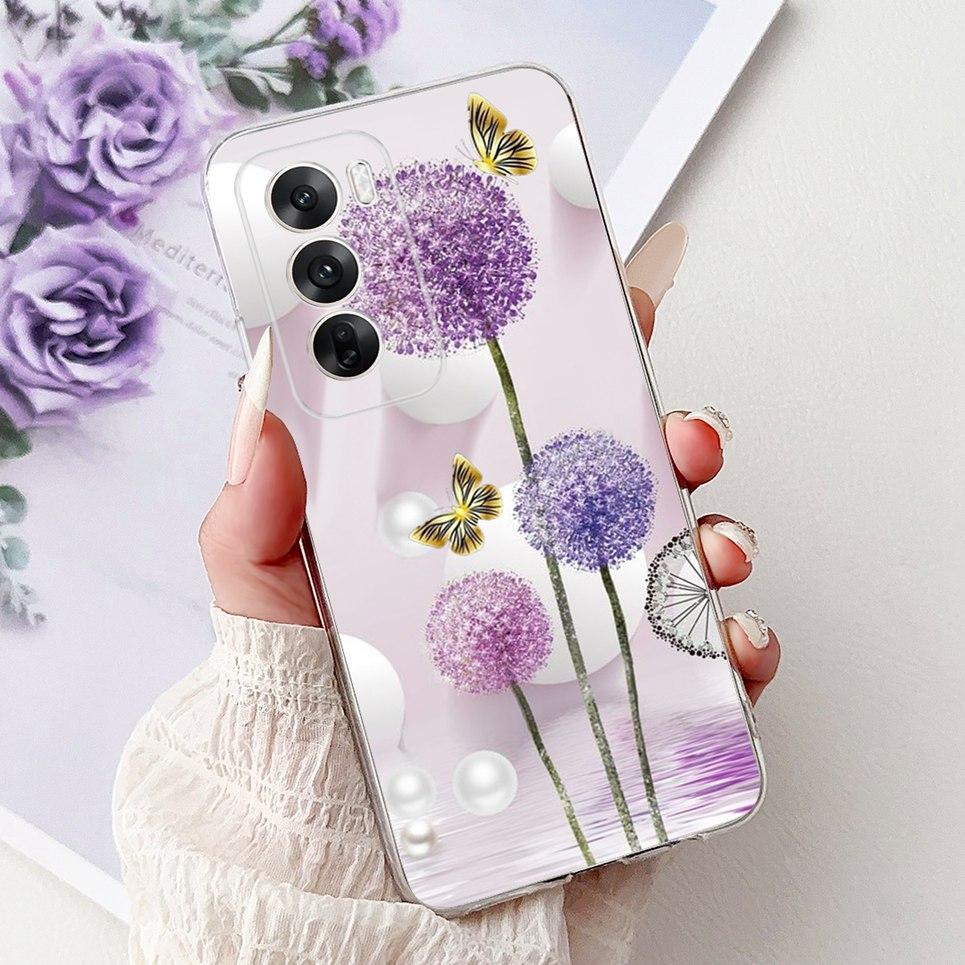 For Cover Oppo Reno12 Pro CPH2629 / Reno 12 5G CPH2625 Phone Case Colorful Flower Butterfly Lxuru Women Fashion Soft Siliocne