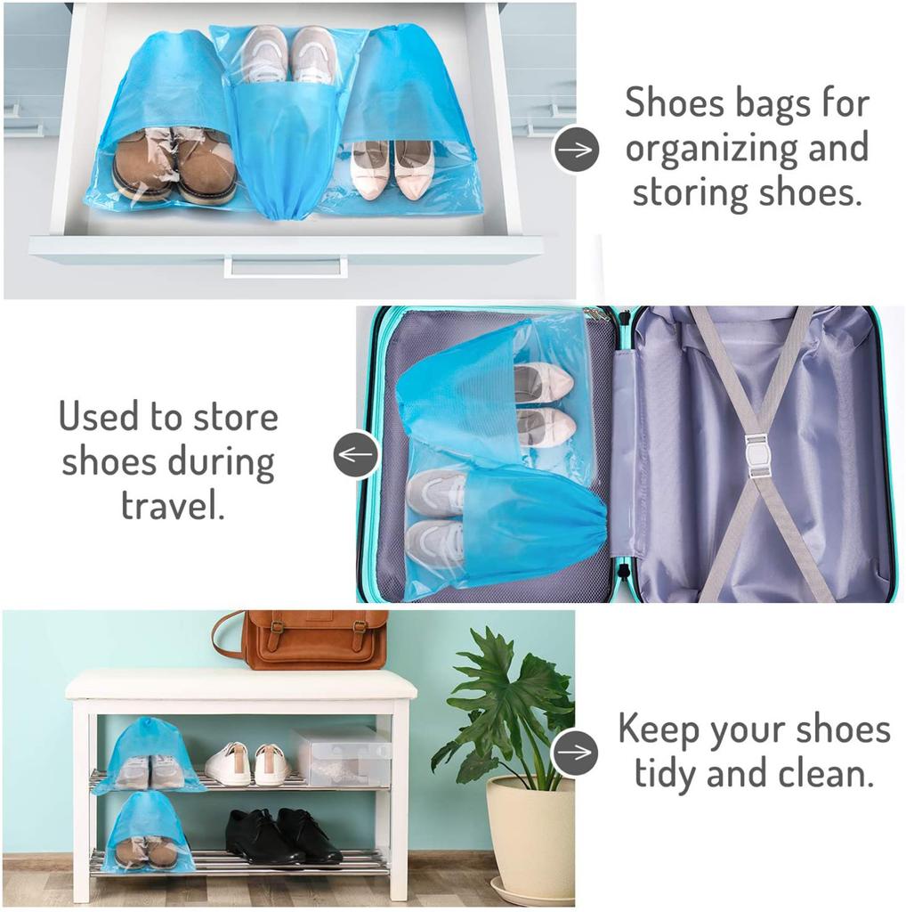 Travel Shoe Bags Large Shoe Storage Bag Portable Drawstring With Clear Window