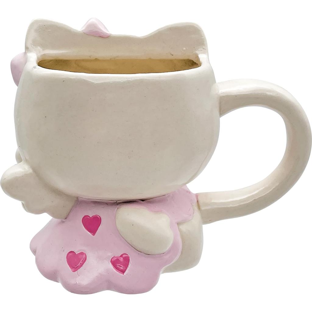 Sanrio Hello 12 X 10 Cm Miscellaneous Hello Kitty Birthday "Angel Kitty" Die-Cut Mug, Approx. Diameter, 280ml, Tableware, Goods, Merchandise, Gift,