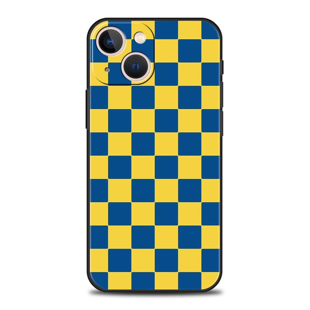 Retro Classic Chess Board Grid Phone Case For iPhone 16 13 15 14 12 11 Pro MAX XR X SE XS 7 8 Plus Soft TPU Shell Cover