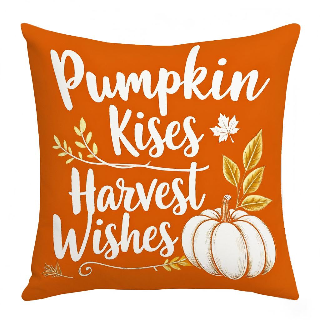 Thanksgiving Series Festive Warm Atmosphere Pumpkin Letter Print Pillow Case Nap Pillow Cushion