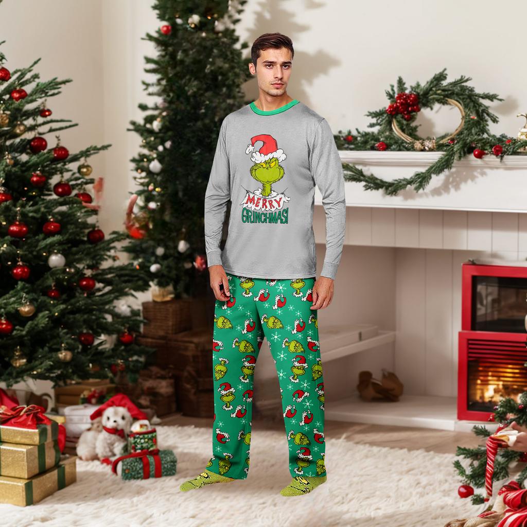 Christmas Print Cute Family Set Pajamas, Home Clothes, Family Set Long Sleeve Top Pants Set