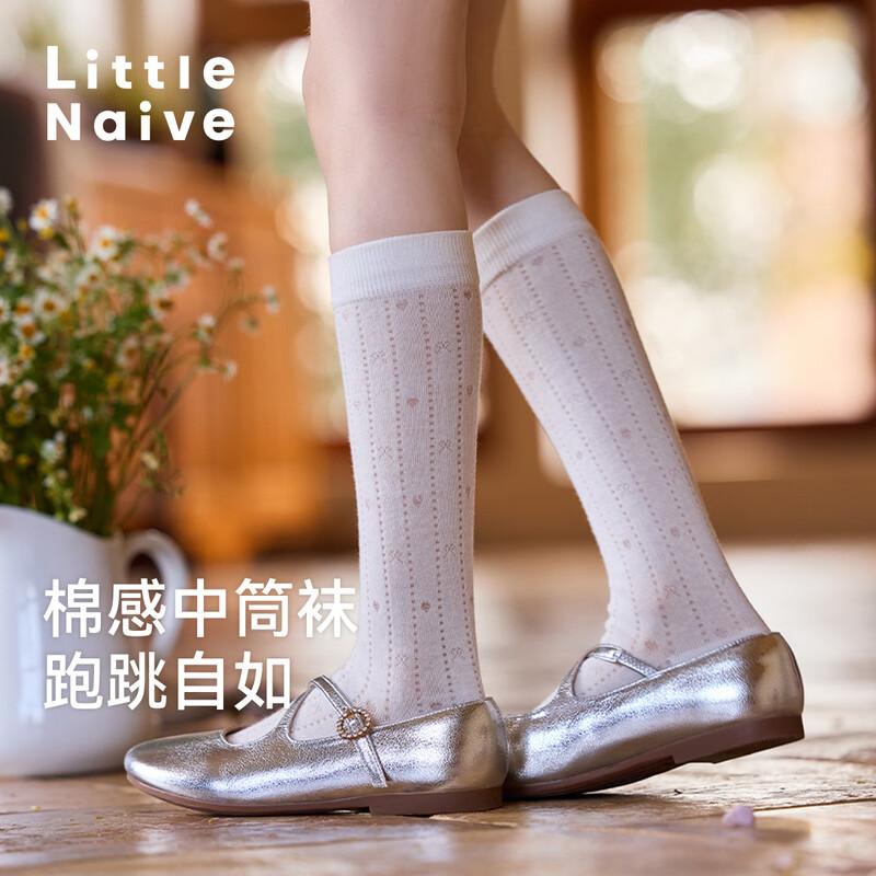 Little Naive Girls  Heart Mesh Mid-Calf Socks 10-15Y