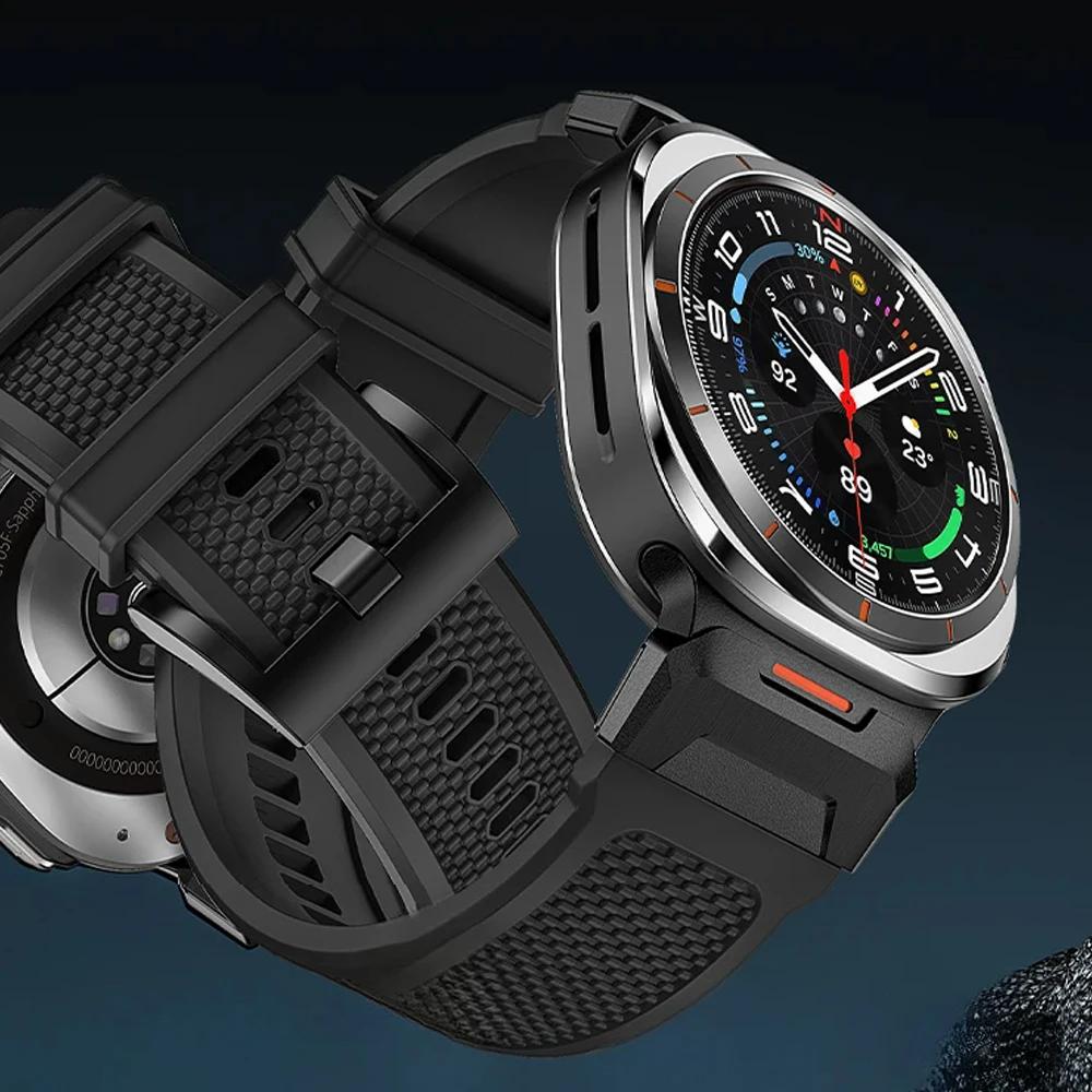 Silicone Bracelet for Samsung Galaxy Ultra Watch 47mm Rubber Men Band Metal Connector Strap for SAMSUNG galaxy watch 7 ULTRA 47