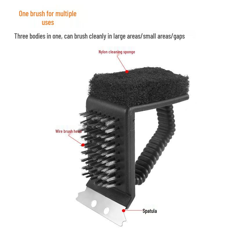 Three-in-One BBQ Cleaning Brush - Steel Wire Brush & Barbecue Tool for Grills