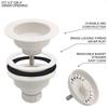 A60Z3-1/2 Inch White Polymer Drain Assembly With Basket Strainer And Stopper For Granite Or Fireclay Kitchen Sinkmay