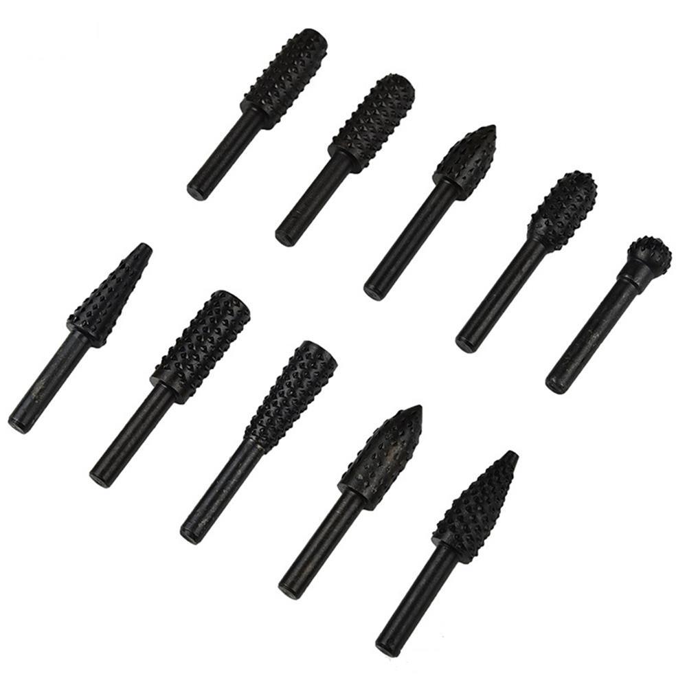 10 pezzi Raspa Lima Punte Trapano Raspa Set Trapano Smerigliatrice Trapano Raspa Per Lavorazione Del Legno Strumento Di Intaglio 1/4