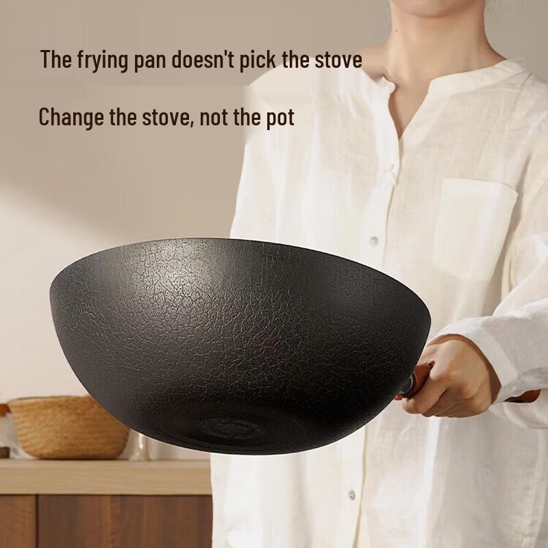 COOKER KING Tie Yan Непокрытая чугунная сковорода вок, 30 см
