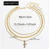 Cross pendant necklace European and American style multi-layer stacking design sweet and cool personality collarbone chain necklace