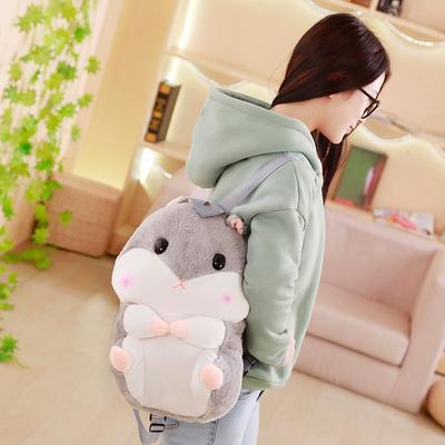 Hamster Plush Backpack Cute  Plush Hamster Hand Warm Kids Plush Baby Toy Boys School Bag Gift for Little Girl Friends