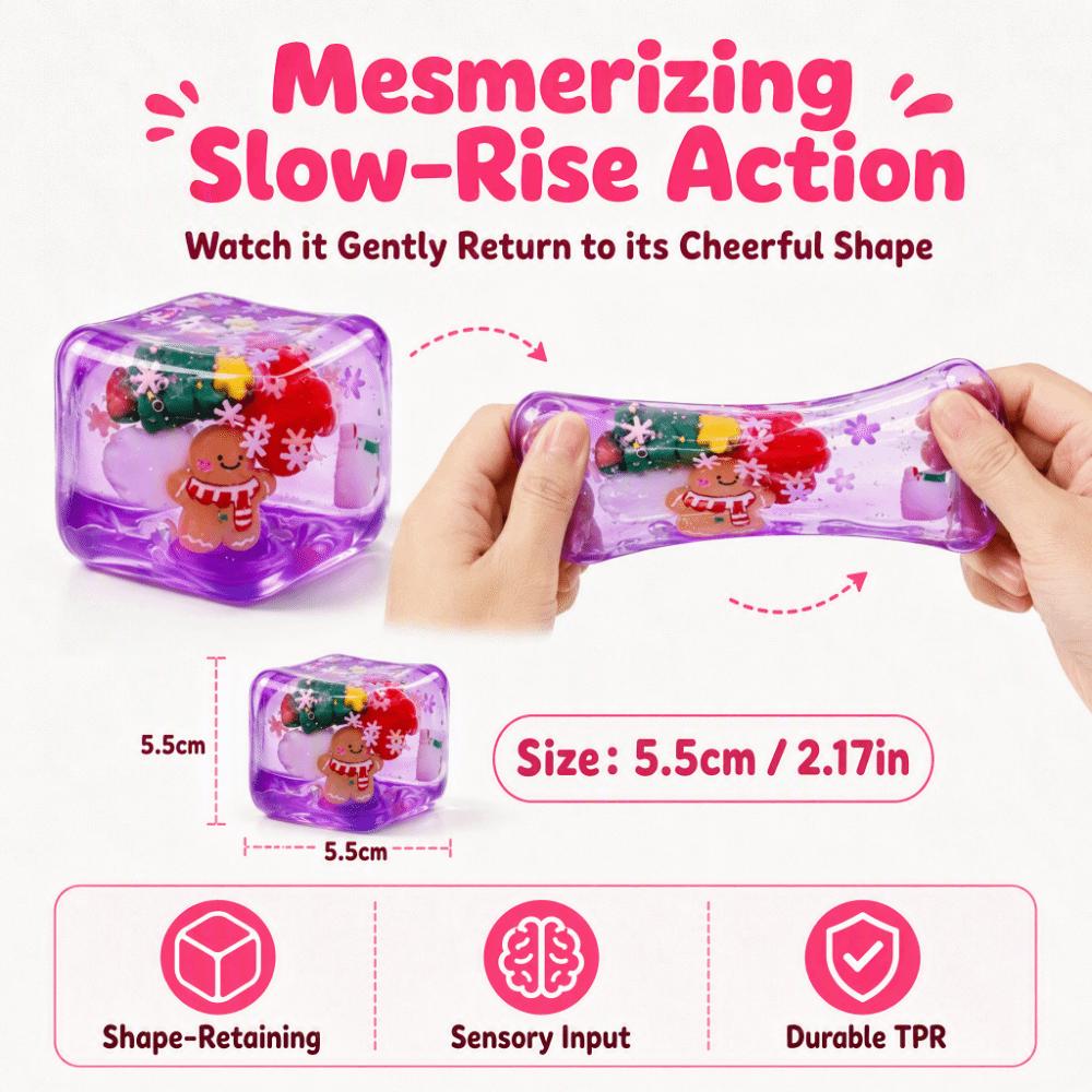 Cubic Shape Maltose Fidget Toys Christmas Theme Anti-stress Sensory Toy  Holiday Gifts