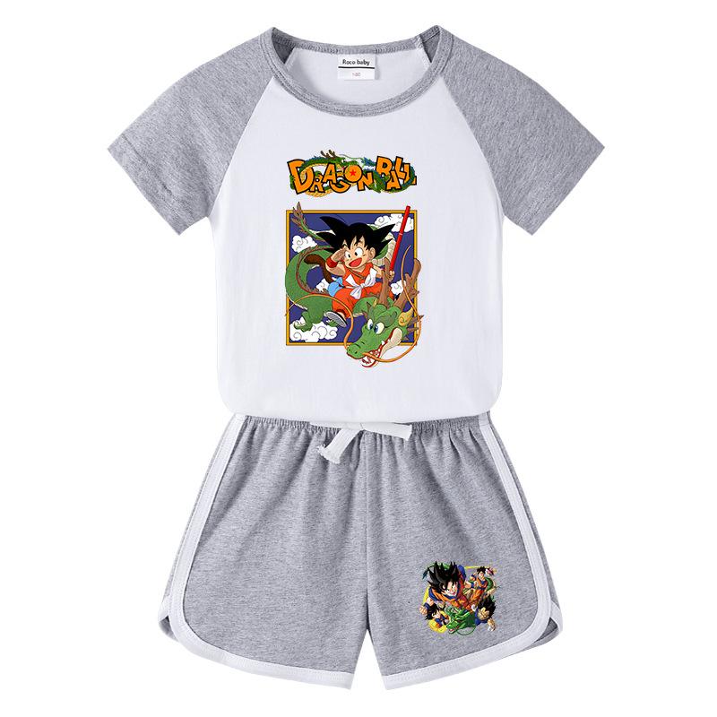 Kids' Summer Color Block Sports Set: Short Sleeve T-shirt & Hot Pants for Boys & Girls