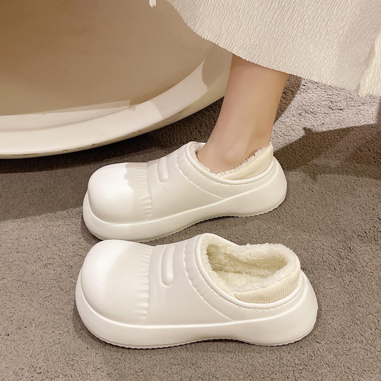 

Модные зимние хлопковые тапочки женские домашние мягкие толстые каблуки нескользящие водонепроницаемые теплые плюшевые тапочки для дома хлопковые тапочки 40-41