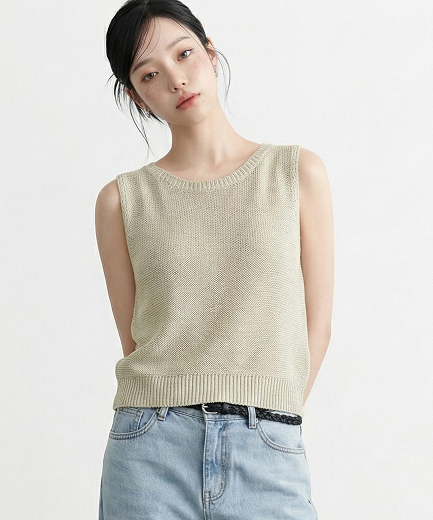 TOPGIRL Boat Neck Vest Knit Top_T611Tp141