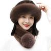 Women's Hat Faux Fox Fur Hat Winter Extra Thick Ladieswear Style Mongolian Beret Scarf and Baotou Basin Hat Wind and Snow Hat