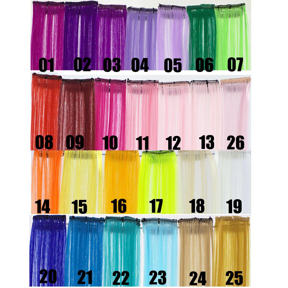 Hair Extensions Ombre Rainbow Color Strips Hairpieces Hair Clip Long Straight Hair Synthetic Hair