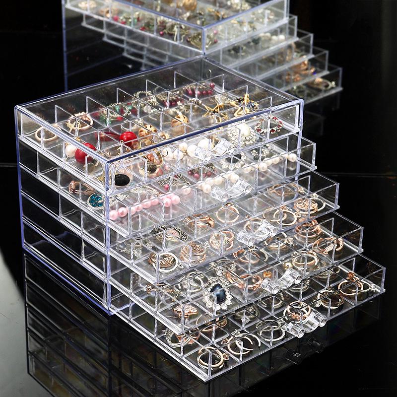 Clear 5-Layer Jewelry & Nail Art Organizer Box with 120 Compartments
