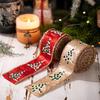 Christmas Wreath Ribbon 2 Rolls Wired Edge Tree Decoration Holiday Crafts Wrapping Ribbon For Party Stairs Window Garden Garland