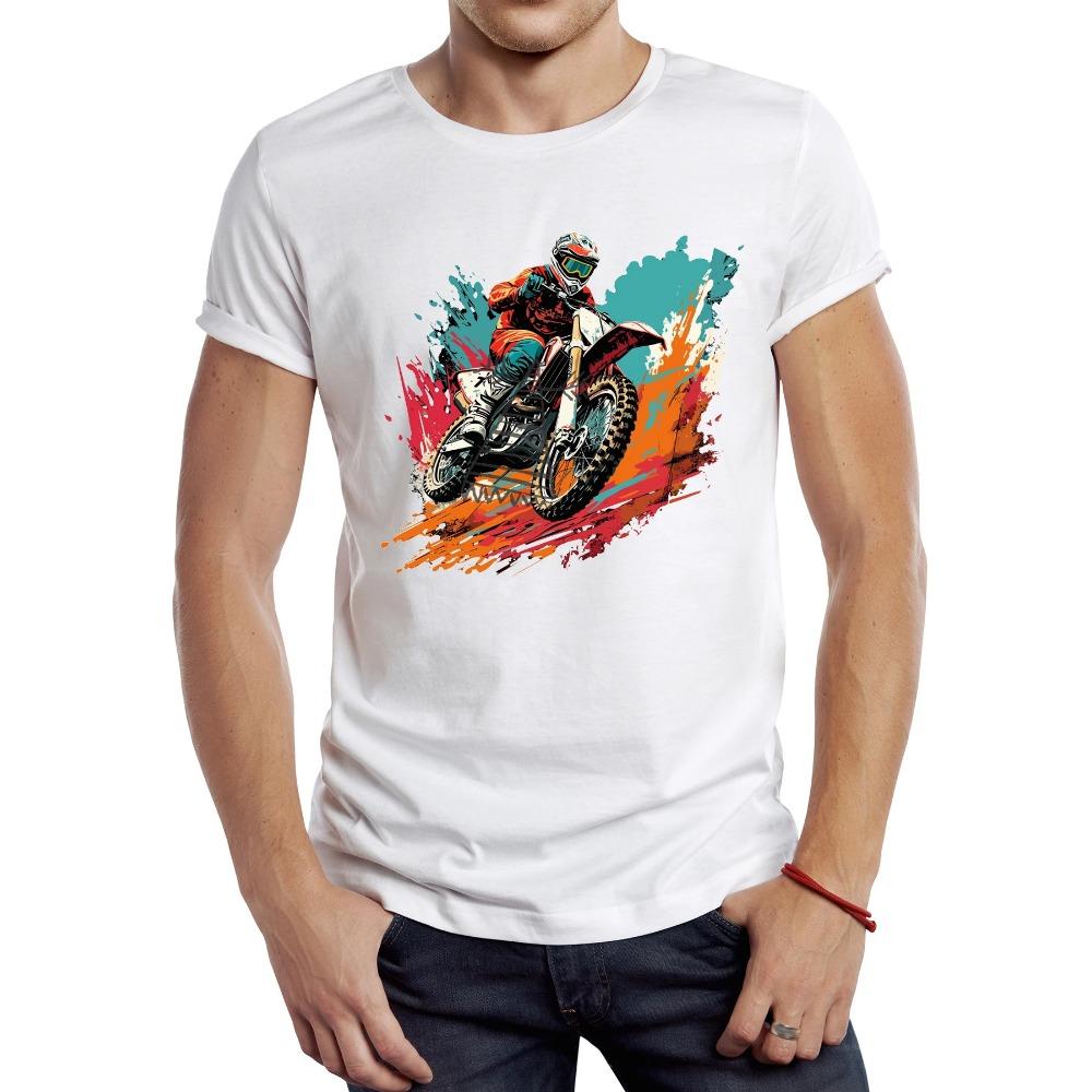 Vintage Dirty Motorcycle Men T Shirt Casual Cool Rider Male Tops Hipster Retro Motocross Printed Tee