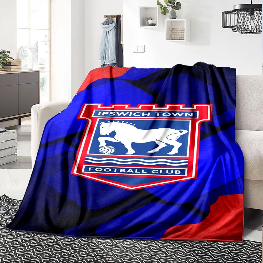 Ipswich Town FC Print Flannel Blanket High Quality Warm Comfortable Cover for All Seasons Perfect for Gifts Home Decor