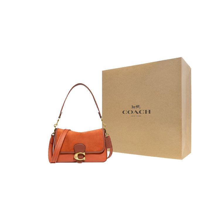 Coach Tabby 26 Classic C Buckle Leather And Suede Shoulder Bag Women Shoulder Bag Canyon-Red Brown C5262-B4NP6