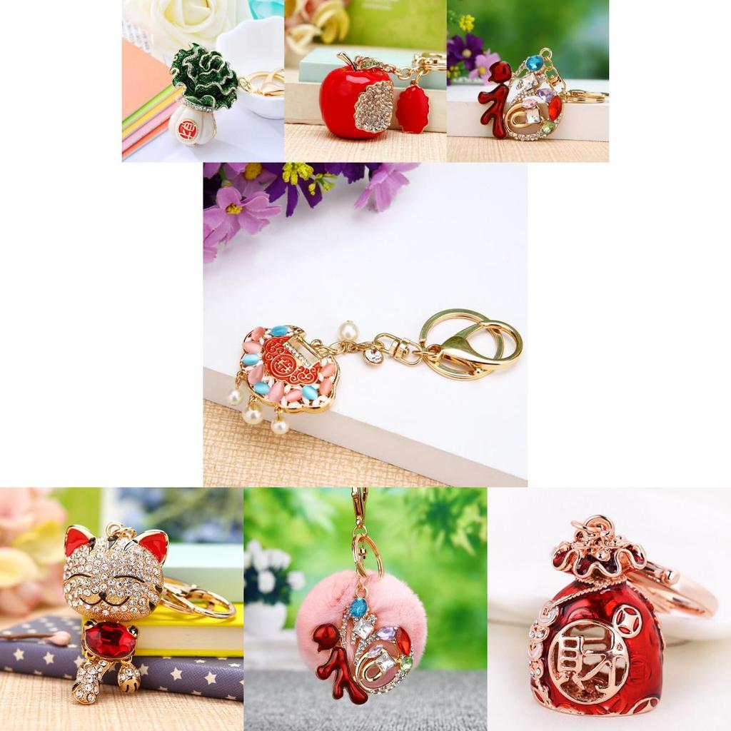 Unique Chinese Style Prosperity Word Keychain For Women Creative Bag Decoration Gift