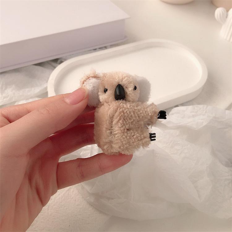 3D Plush Koala Hair Clip - Cute Cartoon Fur Bangs Claw Clip for Women