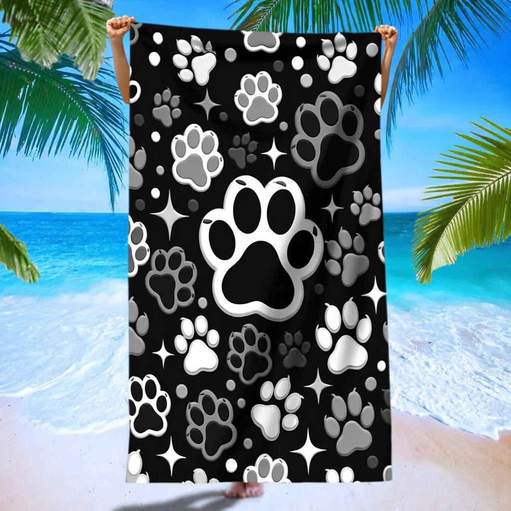 1 pc Dog Paw Beach Towel, Soft Odor-free Durable Towel, Ideal for Swimming Camping Bathing, Beach Pool Travel Daily Essential