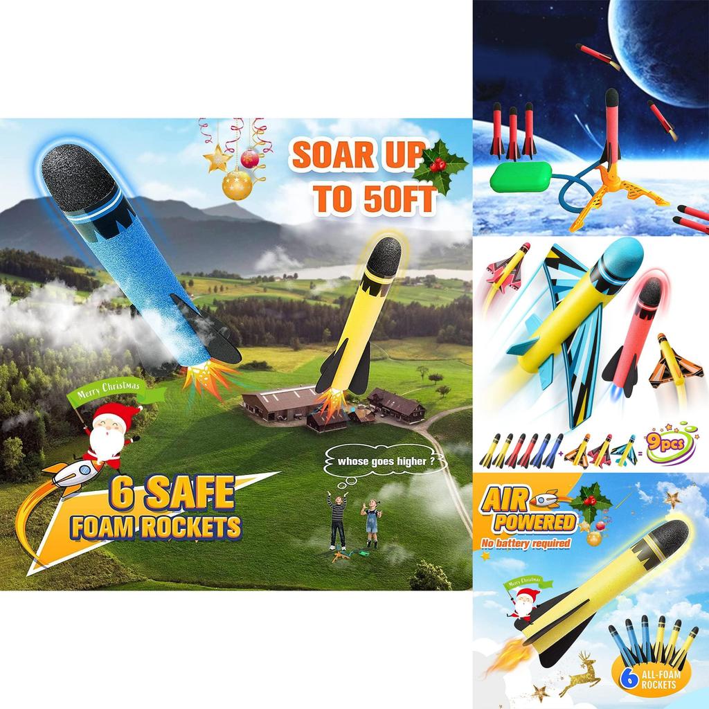 Kid-friendly Colorful Outdoor Toy Foot-powered Glowing Rocket Launcher For Fun Adventures