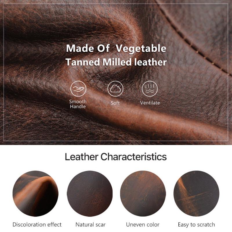 Genuine Leather Phone Cable Storage Bag Zipper Portable