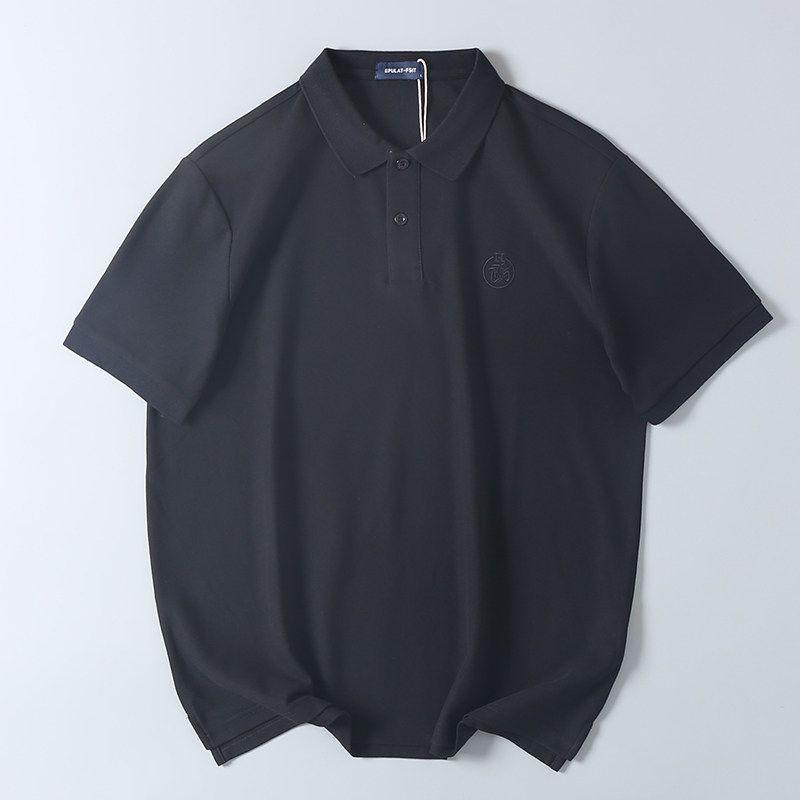 Clearance Sale of Foreign Trade Surplus Stock: Men s Short-Sleeve Polo Shirt with Embroidered Collar, Solid Color, Casual Style, Summer Black 3XL