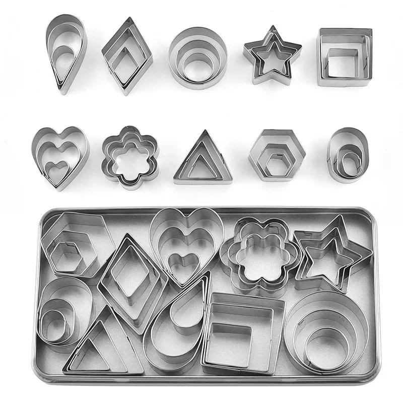 30Pcs Cookie Mold Stainless Steel Sugar Biscuit Press Stamp Embosser Cookie Cutter Cake Mould DIY Pastry Baking Accesories Tool