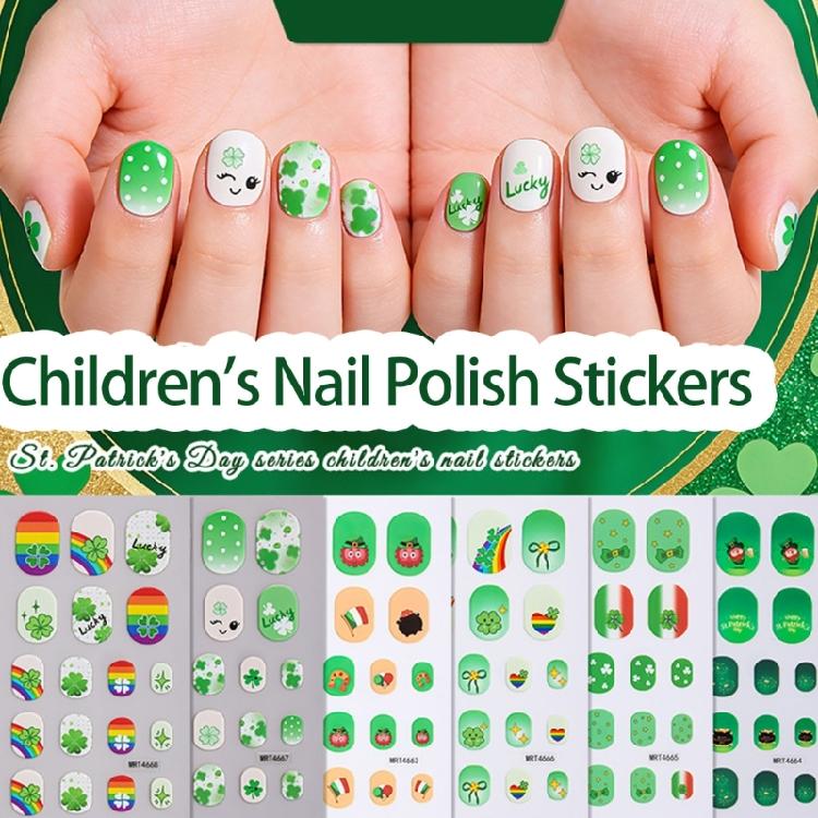 User Friendly Waterproof Nail Stickers For Kids Cartoon Four Leaf Simple Apply Multiple Designs Fun Nail Decals