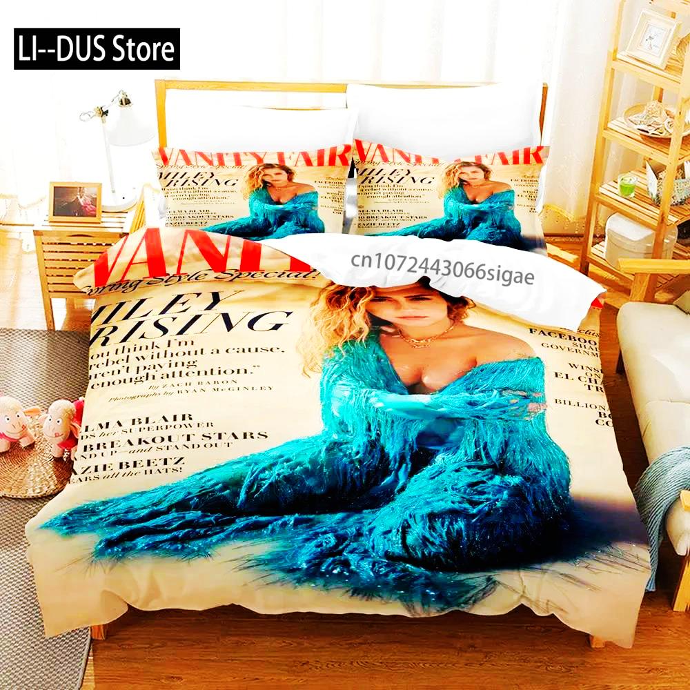 Miley Cyrus Boys Single Double Queen King Size Bed Cover Anime Sets 2024 Duvet Cover Bed Set Quilt Cover Pillowcase