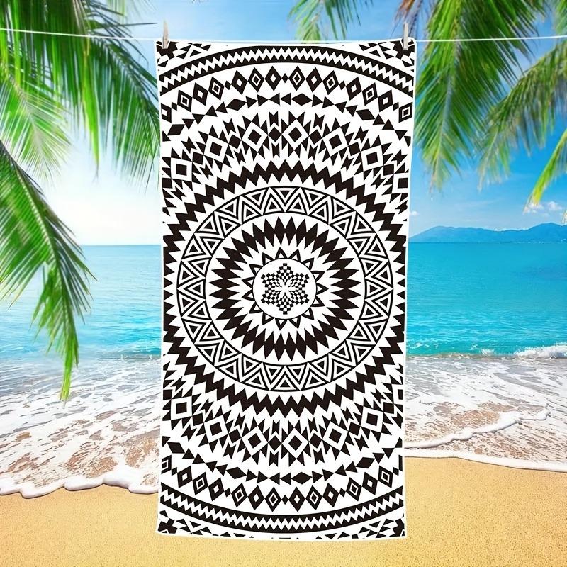 

Black & White Geometric Beach Towel: Perfect for Summer Vibes! Suitable for towels, bath towels, beach towels W40*H60(CM)