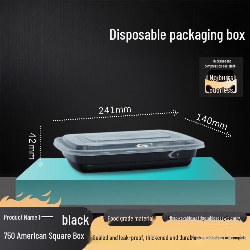 Green Health Kitchen 750ml Disposable Square Food Container