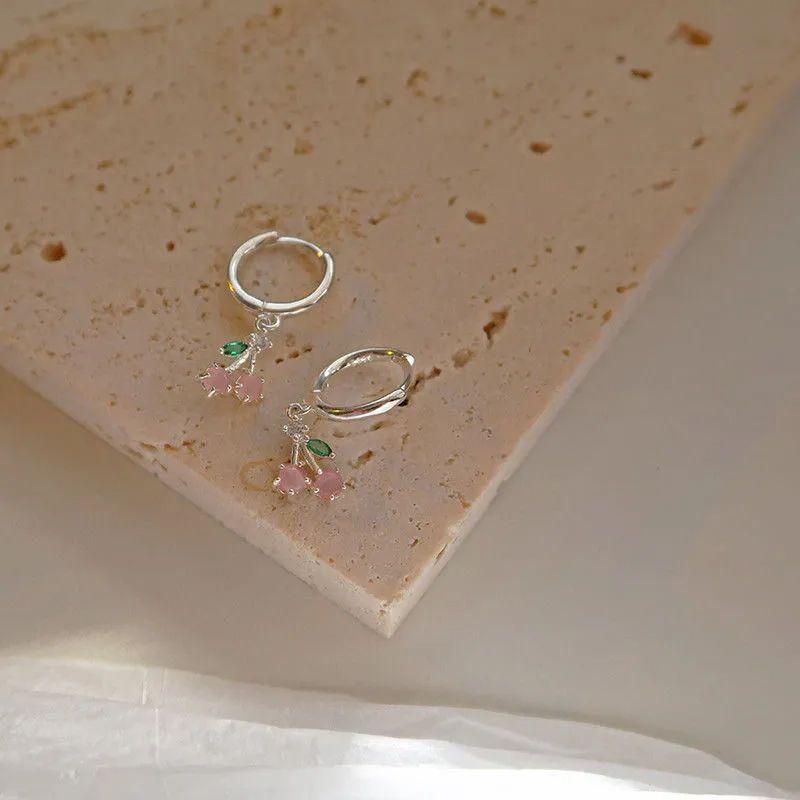Women's 2023 Fairy-Style Cherry Stud Earrings - Elegant Niche Design for Girls
