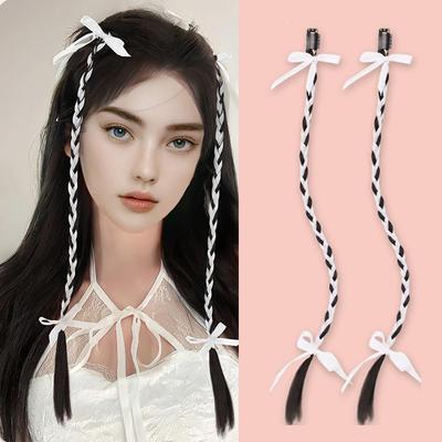 Stuha Atmosféra Pletené Prodlužování Vlasů Černá Hnědá Syntetické Vlákno Paruka Pár