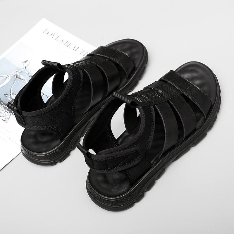Fashion Men Leather Sandals Street Fashion Trends Summer Roman Shoes Men Casual Comfortable Soft Beach Footwear Flats Anti-slip Wearable