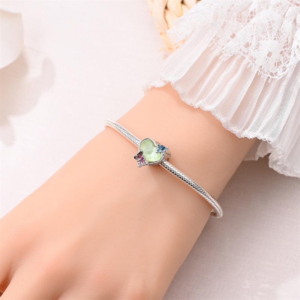 Charms Original Kupfer Leuchtend Frühlingfarben Herzen Pflanzen Insekten Perlen Passend Armband DIY Feines Geschenk Frauen Zart