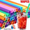 100/200/300 Stück Einweg-Strohhalme aus Kunststoff, bunte Trinkhalme für Partys und Events, flexibel, groß, gerades Rohr, Strohhalm, Barzubehör, 6 x 190 mm