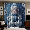 2 szt. HD Dekoracyjna zasłona Frozen Girl Niebieskie wiązanie zasłona z nadrukiem cyfrowym Dekoracja w stylu Dekoracja salon sypialnia