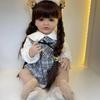 BZDOLL 55 CM Soft Silicone Reborn Baby Girl 22 Inch Doll Long Brown Hair Lifelike Princess Toddler Bebe Birthday Gift