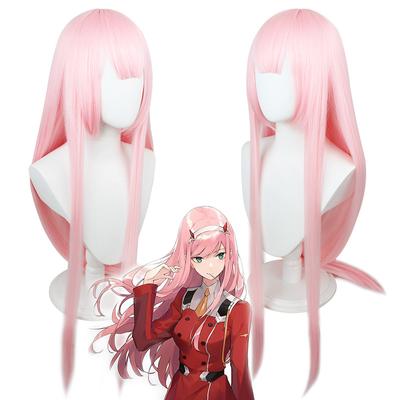 Anime DARLING v paruce FRANXX 02 Zero Two 100 cm dlouhá růžová teplu odolná paruka ze syntetických vlasů Perucas Cosplay